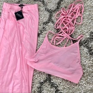 NWT 2pc Sexy Criss Cross Halter Set in Baby Pink